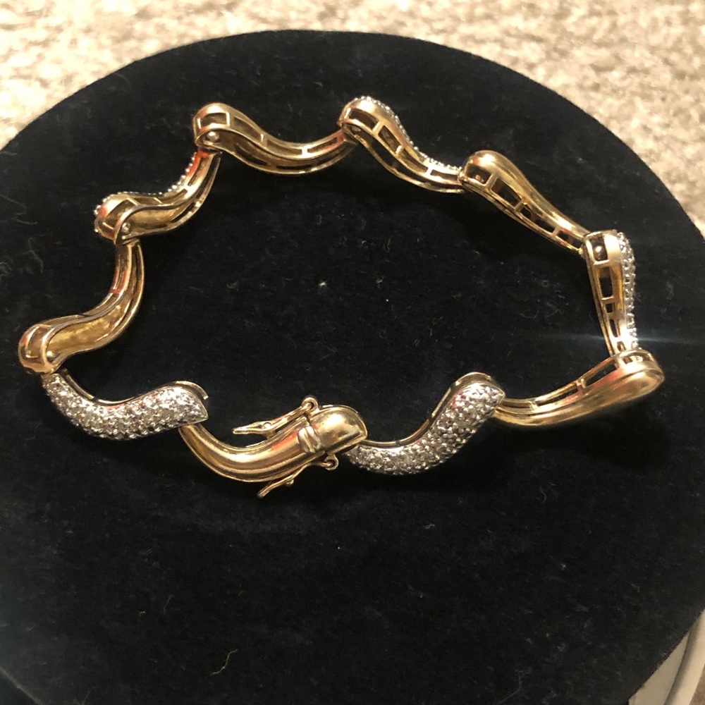 Two toned Gold over Sterling Silver Bracelet.